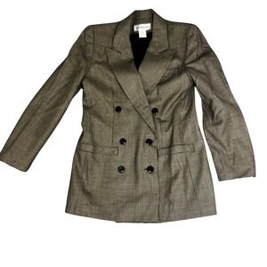 Jacobson's Vintage 100% Wool Houndstooth Double‎ Breasted Blazer Brown Black 6